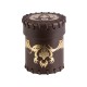 QW - dice cup flying dragon brown & golden leather