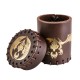 QW - dice cup flying dragon brown & golden leather