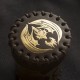 QW - dice cup flying dragon brown & golden leather