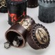 QW - dice cup flying dragon brown & golden leather