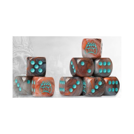 Old Dominion Logo on Brown Marbled Dice with Turquoise Pips - 24 per pack