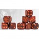 Dweghom Logo on Red Marbled Dice with Orange Pips - 24 per pack