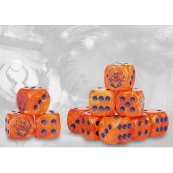 Weaver Courts Logo on Peach Marbled Dice with Emerald Green Pips- 24 per pack