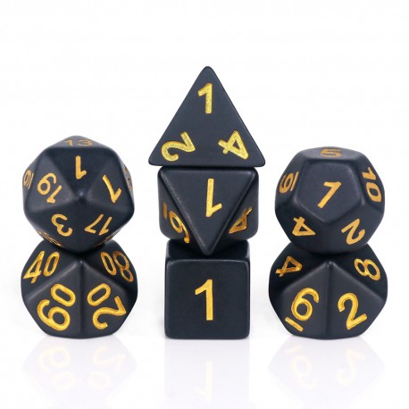 Black (Golden font) pearl dice set