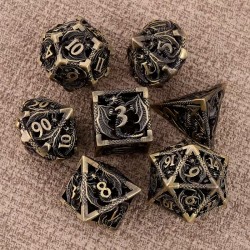 Sets de des creux en métal 7 dès bronze (D4, D6, D8, D10, D%, D12, D20 )