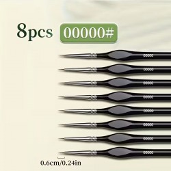 Lots de 8 Pinceaux synthétiques taille 00000 avec renflement