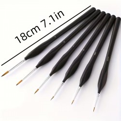 lot de 6 pinceaux en nylon finition noire avec poignée triangulaire