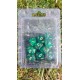 Set de dés 10 pailleté vert/doré