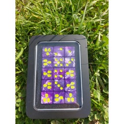 Kit de 15 des 6 violet nacré ,print vert pâle & tête de mort , boîte métallique