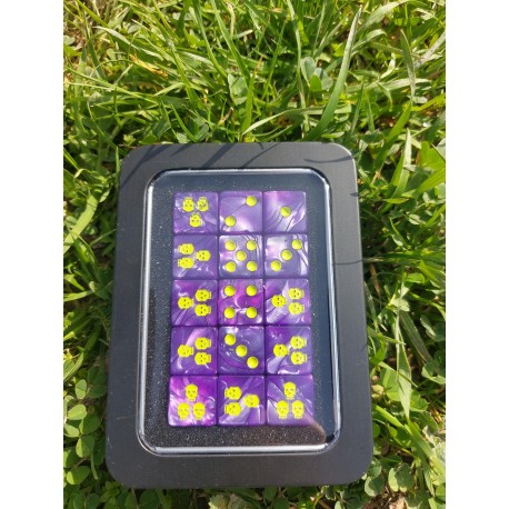 Kit de 15 des 6 violet nacré ,print vert pâle & tête de mort , boîte métallique