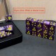Kit de 15 des 6 violet nacré ,print vert pâle & tête de mort , boîte métallique