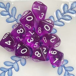 Blister kit de 10 des 10 translucide violet ,print blanc