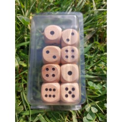 Blister kit de 8 des 6 faces bois ,print noir