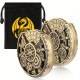 Blister dé rotatif 6 en 1 ,d20 d12 d10 d8 d6 d4 , Métal , couleur bronze , type engrenage steampunk