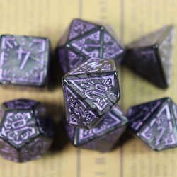 Blister de 7 dés Rayons Noir , print violet