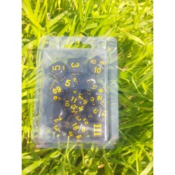 Set de 13 dés noir ecriture yellow