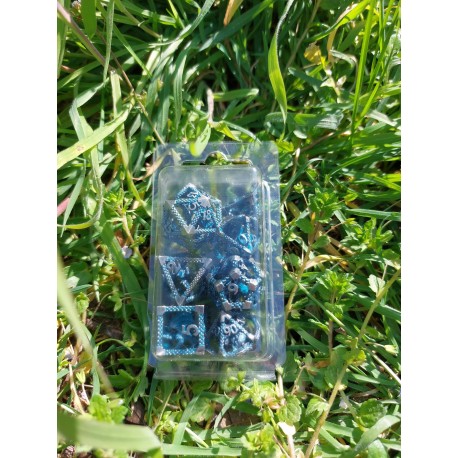 kit de 7 dés métalliques creux , doré Dragon à l'intérieur