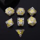 kit de 7 dés métalliques creux Forge des sommets, argent et or