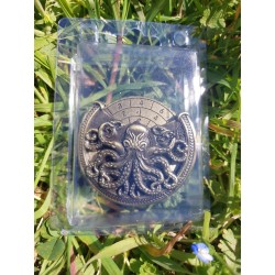 Blister dé rotatif 6 en 1 ,d20 d12 d10 d8 d6 d4 , Métal , couleur bronze , type cthulhu