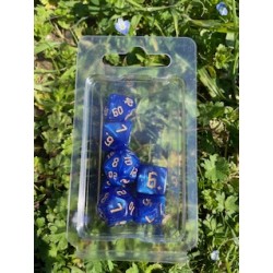 set de 7 dés pearl noirs écriture gothique encre dorée