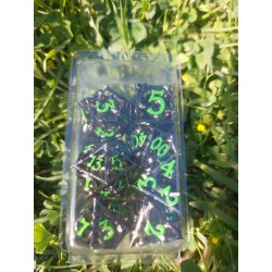 Sets de 7 des creux en métal Lianes sombre et vert (D4, D6, D8, D10, D%, D12, D20 )