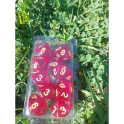Set de dés 10 pailleté rouge/doré