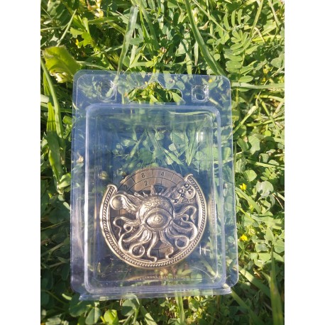 Blister dé rotatif 6 en 1 ,d20 d12 d10 d8 d6 d4 , Métal , couleur bronze , type cyclope tentacules