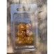 Set de 7 dés pailletés oranges écriture blanche