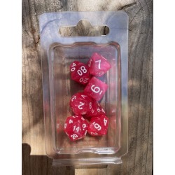 Set de 7 dés pailletés roses écriture blanche