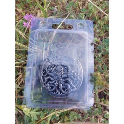Blister dé rotatif 6 en 1 d20 d12 d10 d8 d6 d4 Métal couleur argent foncé type Cthulhu