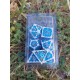 kit de 7 dés métalliques Dragon enchainé argent bleu print noir