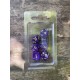 set de 7 dés pearl violets sécriture dorée