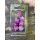 set de 7 dés pearl rose écriture blanche