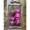 set de 7 dés pearl magenta encre blanche