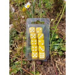 Blister De 10 D6 De 14mm Classiques . Jaunes Opaques