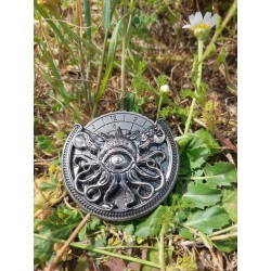 Blister Dé Rotatif 6 En 1 .d20 D12 D10 D8 D6 D4 . Métal . Couleur Argent Foncé . Type Cyclope Tentacules