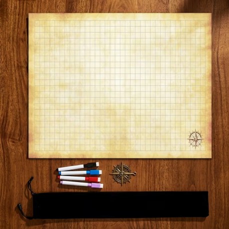 Grande Carte Pour Jdr Effaçable à Sec De 91.44 X 60.96 Cm Avec 4 Marqueurs . Battlemap Dans Une Protection En Velour Noir