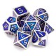 Kit De 7 Dés Métalliques Rétros Classiques Argent Bleu Roi