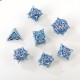 Set De 7 Dés Métalliques Creux Faces Monster Mine .bleu Argenté