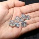 Set De 7 Mini Dés 10-13mm Blanc Translucide Pailleté Bleu Print Blanc