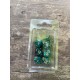 set de 7 dés pearl vert émeraude encre dorée