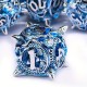 kit de 7 dés métalliques Dragon Mine , argent bleu