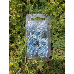 kit de 7 dés métalliques Dragon Mine , argent bleu