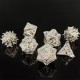Kit De 7 Dés Métalliques Creux Faces Feuilles . blanc Doré