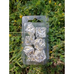 Kit De 7 Dés Métalliques Creux Faces Feuilles . blanc Doré