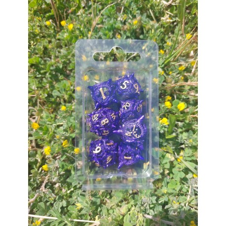 kit de 7 dés métalliques Dragon Mine , violet doré
