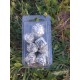 kit de 7 dés métalliques entrelacés teinte blanc argenté print or