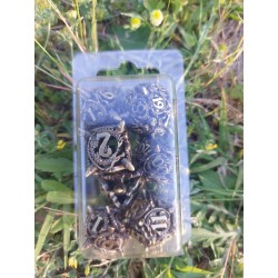 kit de 7 dés métalliques Dragon Mine , couleur sombre bronze