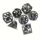 Kit De 7 Dés Métalliques Creux. teinte argent foncé , Dragon à L'intérieur