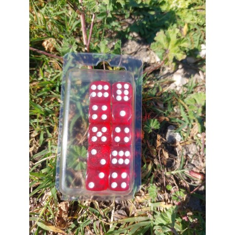 Blister De 10 D6 De 14mm Classiques .rouges Translucides